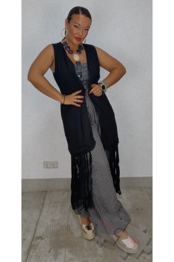 Md.Chaleco flecos negro