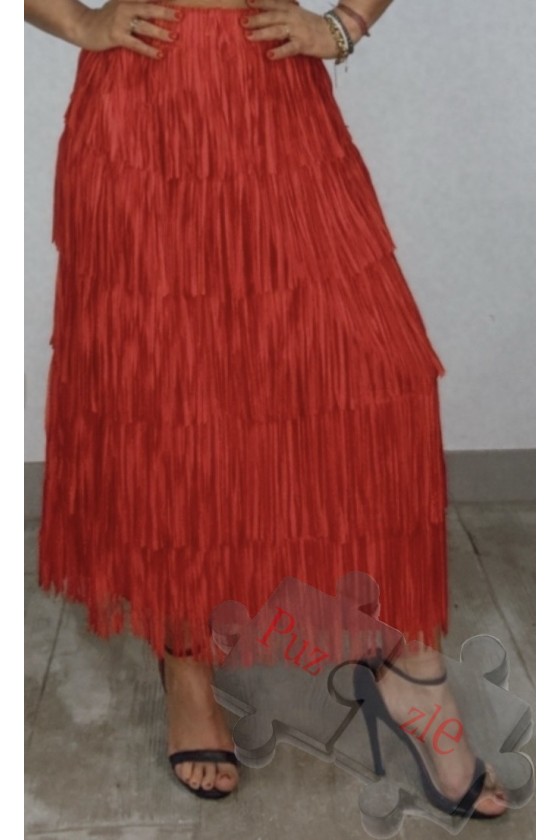 Md.Falda flecos roja