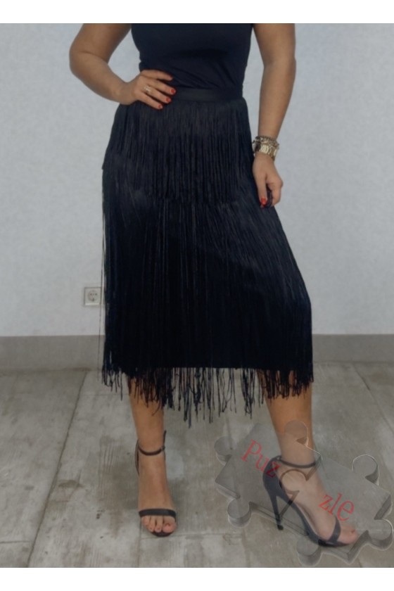 Md.Falda flecos negra